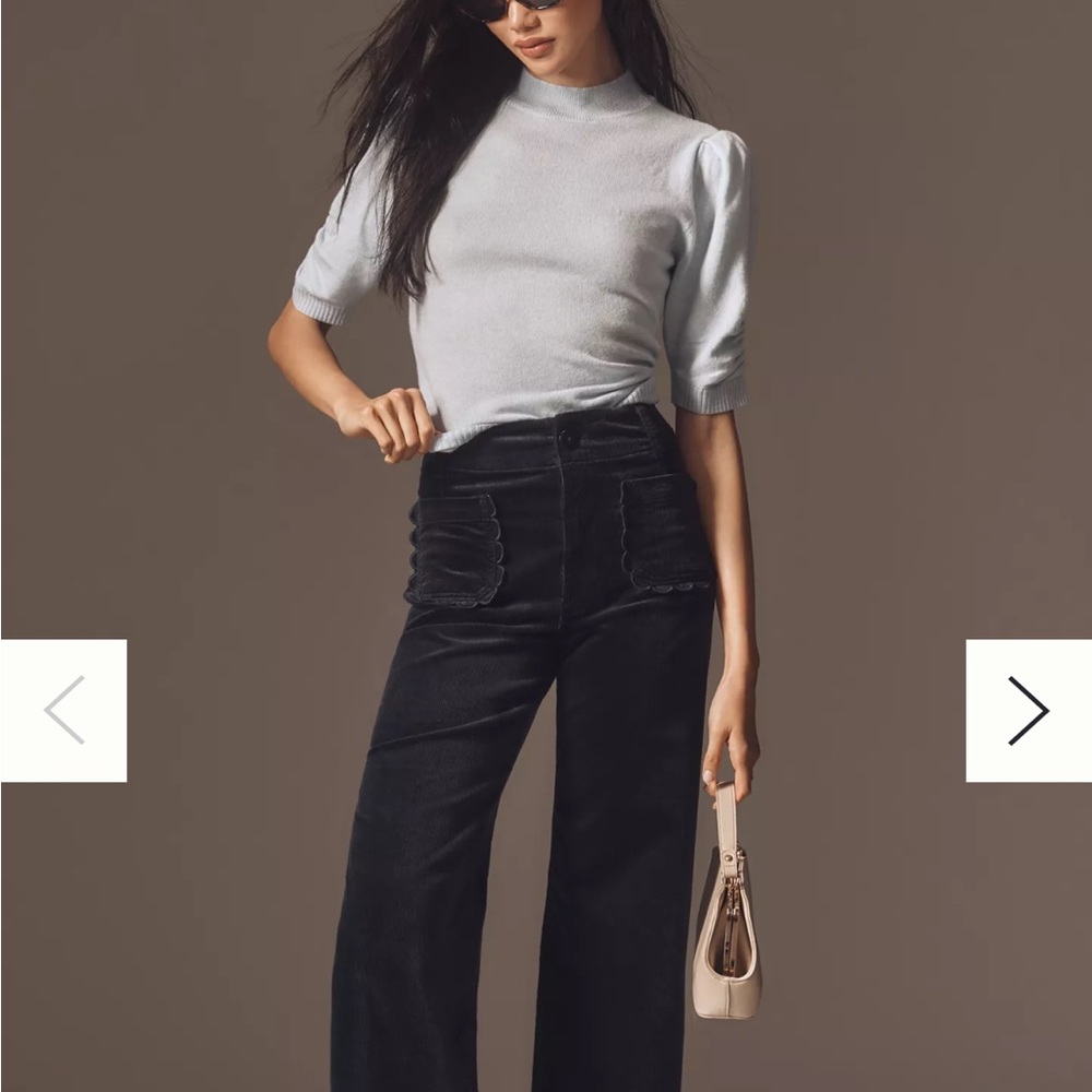The Colette Scallop Pocket Corduroy Crop Wide-Leg Pants by Maeve